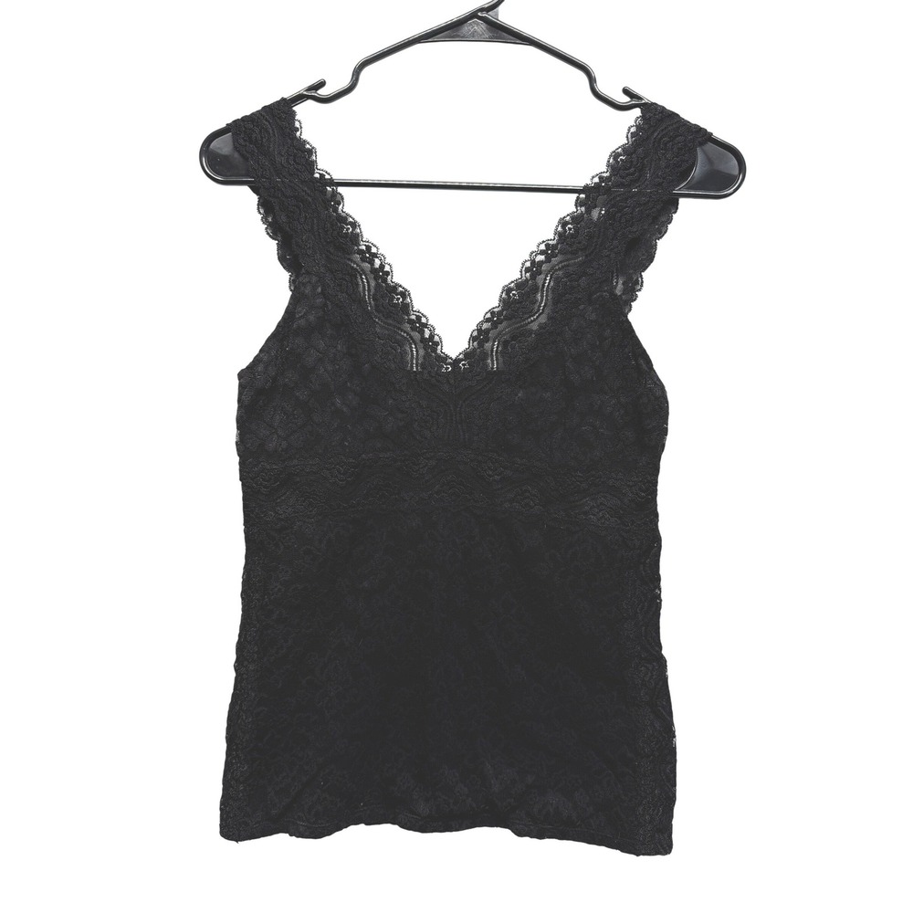 Vtg Y2K Moda International Black Lace Tank Top Cami Babydoll Small
